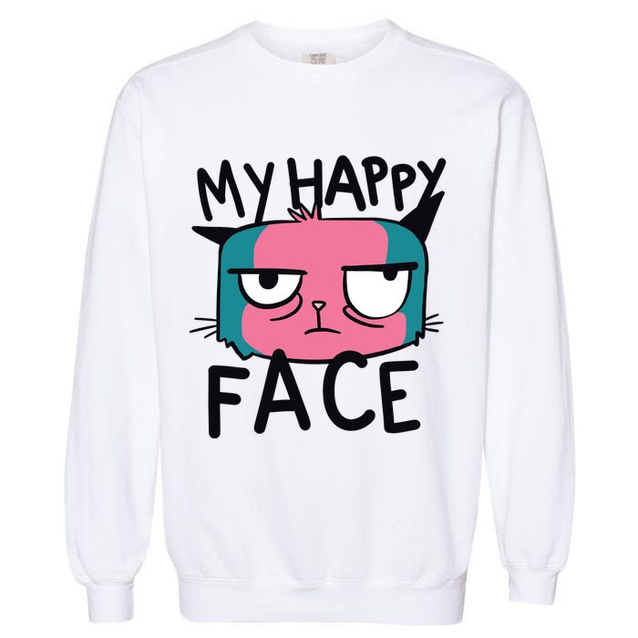My Happy Cat Face Grumpy Garment-Dyed Sweatshirt