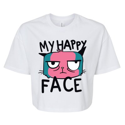 My Happy Cat Face Grumpy Bella+Canvas Jersey Crop Tee