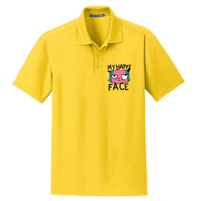 My Happy Cat Face Grumpy Dry Zone Grid Polo