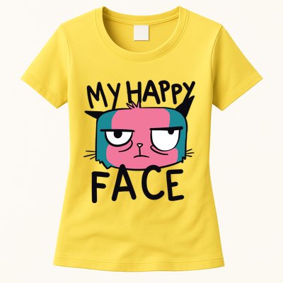 My Happy Cat Face Grumpy Womens T-Shirt