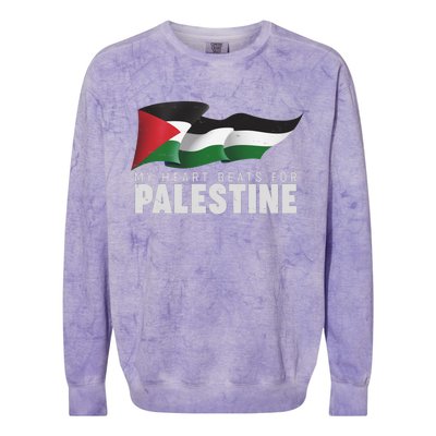 My Heart Beats For Palestine  Colorblast Crewneck Sweatshirt