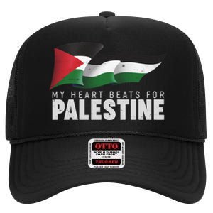 My Heart Beats For Palestine  High Crown Mesh Back Trucker Hat