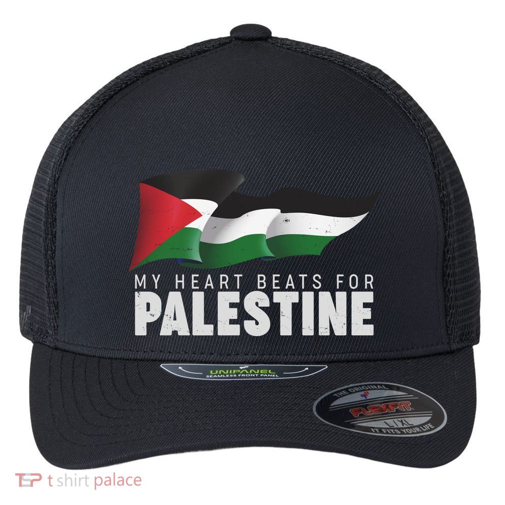 My Heart Beats For Palestine  Flexfit Unipanel Trucker Cap