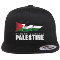 My Heart Beats For Palestine  Flat Bill Trucker Hat