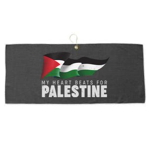 My Heart Beats For Palestine  Large Microfiber Waffle Golf Towel