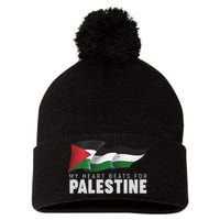 My Heart Beats For Palestine  Pom Pom 12in Knit Beanie