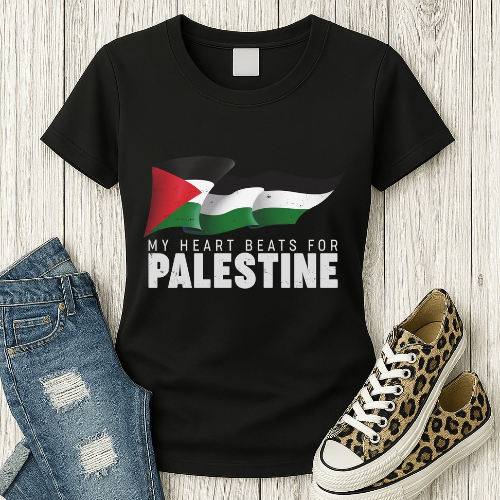 My Heart Beats For Palestine  Womens T-Shirt