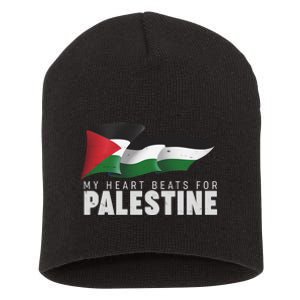 My Heart Beats For Palestine  Short Acrylic Beanie