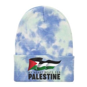 My Heart Beats For Palestine  Tie Dye 12in Knit Beanie