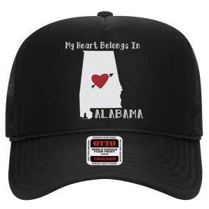 My Heart Belongs In Alabama High Crown Mesh Back Trucker Hat