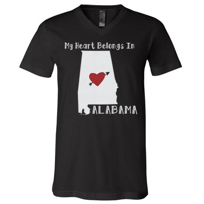 My Heart Belongs In Alabama V-Neck T-Shirt