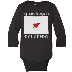 My Heart Belongs In Colorado Baby Long Sleeve Bodysuit