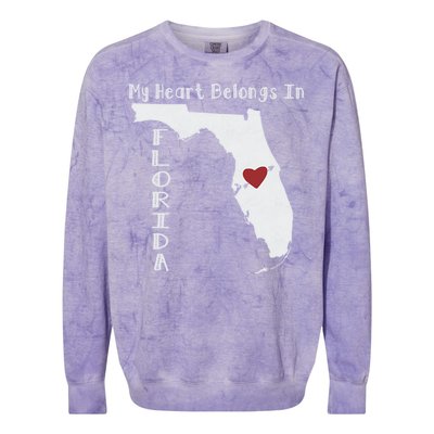 My Heart Belongs In Florida Colorblast Crewneck Sweatshirt