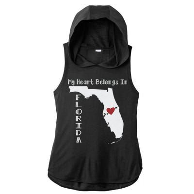 My Heart Belongs In Florida Ladies PosiCharge Tri-Blend Wicking Draft Hoodie Tank