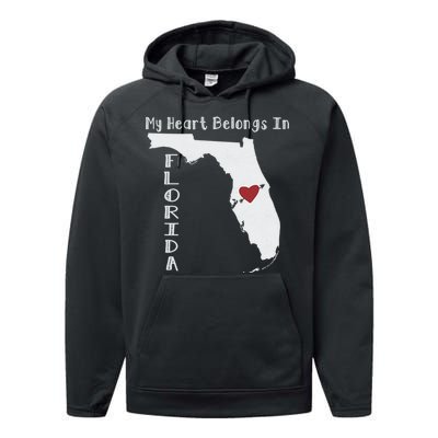 My Heart Belongs In Florida Performance Fleece Hoodie