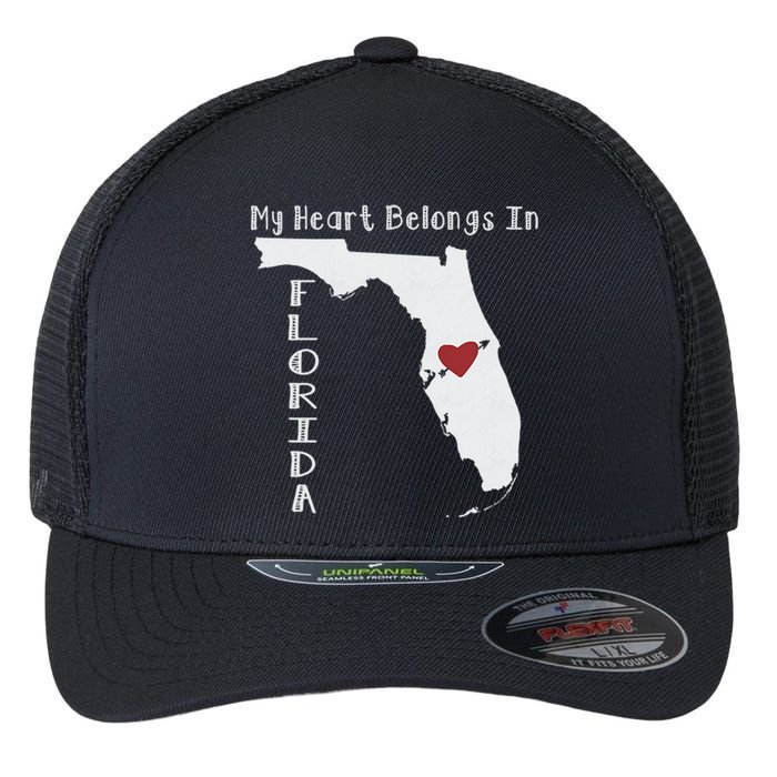 My Heart Belongs In Florida Flexfit Unipanel Trucker Cap