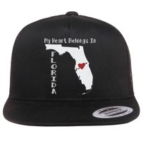 My Heart Belongs In Florida Flat Bill Trucker Hat