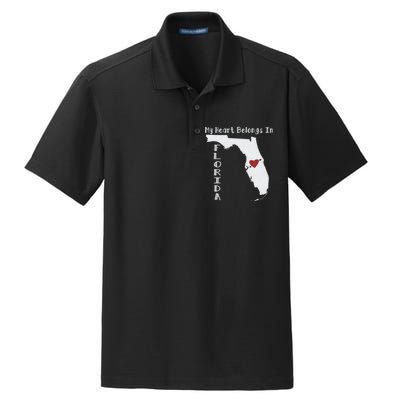 My Heart Belongs In Florida Dry Zone Grid Polo