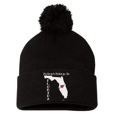 My Heart Belongs In Florida Pom Pom 12in Knit Beanie