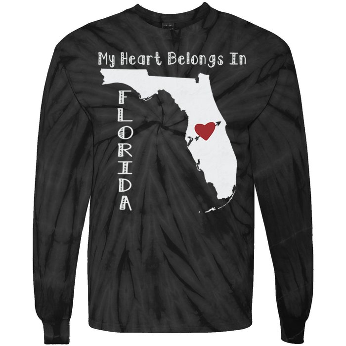 My Heart Belongs In Florida Tie-Dye Long Sleeve Shirt