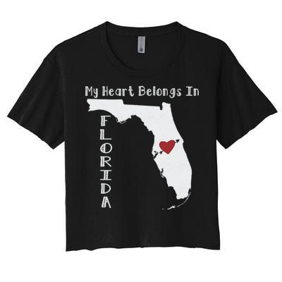 My Heart Belongs In Florida Women's Crop Top Tee