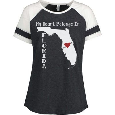 My Heart Belongs In Florida Enza Ladies Jersey Colorblock Tee