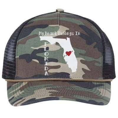 My Heart Belongs In Florida Retro Rope Trucker Hat Cap