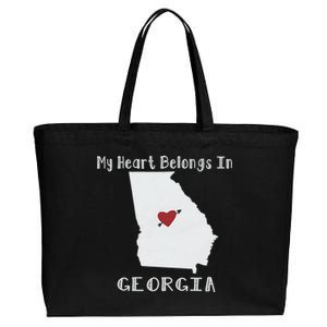 My Heart Belongs In Georgia Cotton Canvas Jumbo Tote