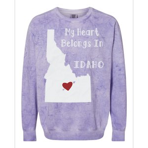 My Heart Belongs In Idaho Colorblast Crewneck Sweatshirt