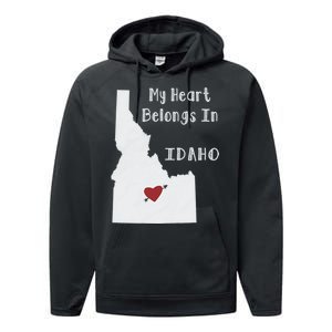 My Heart Belongs In Idaho Performance Fleece Hoodie