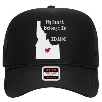 My Heart Belongs In Idaho High Crown Mesh Back Trucker Hat