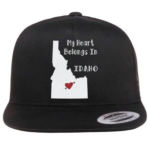 My Heart Belongs In Idaho Flat Bill Trucker Hat