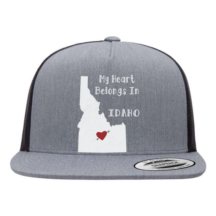 My Heart Belongs In Idaho Flat Bill Trucker Hat