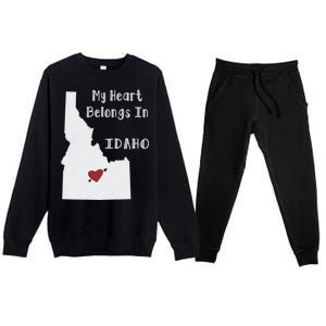 My Heart Belongs In Idaho Premium Crewneck Sweatsuit Set