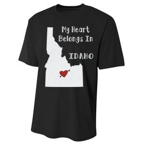 My Heart Belongs In Idaho Performance Sprint T-Shirt