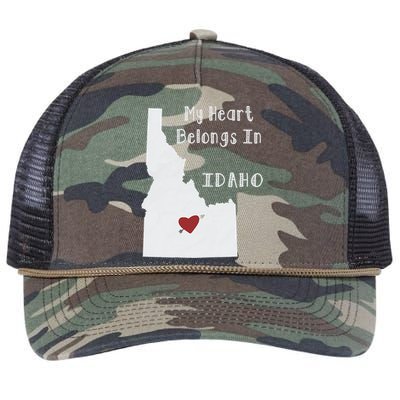 My Heart Belongs In Idaho Retro Rope Trucker Hat Cap