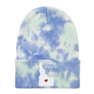 My Heart Belongs In Idaho Tie Dye 12in Knit Beanie