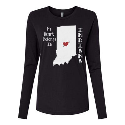 My Heart Belongs In Indiana Womens Cotton Relaxed Long Sleeve T-Shirt