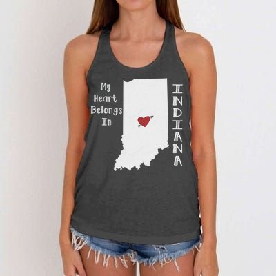 My Heart Belongs In Indiana Women's Knotted Racerback Tank