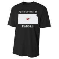 My Heart Belongs In Kansas Performance Sprint T-Shirt