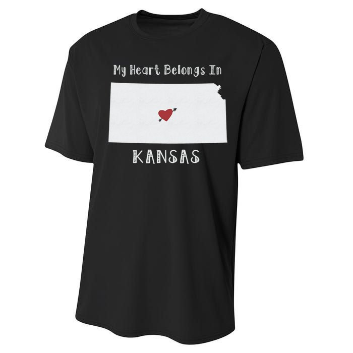 My Heart Belongs In Kansas Performance Sprint T-Shirt