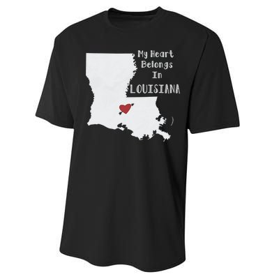 My Heart Belongs In Louisiana Performance Sprint T-Shirt