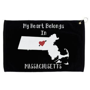 My Heart Belongs In Massachusetts Grommeted Golf Towel