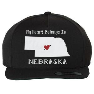 My Heart Belongs In Nebraska Wool Snapback Cap