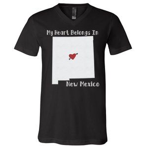 My Heart Belongs In New Mexico V-Neck T-Shirt