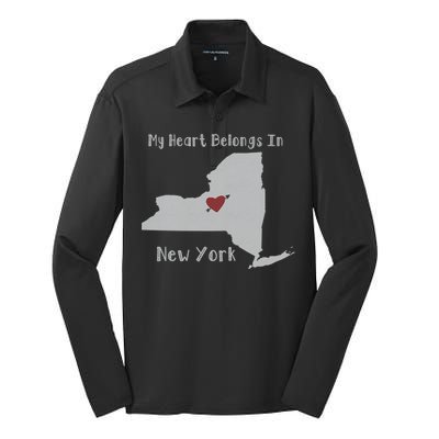 My Heart Belongs In New York Silk Touch Performance Long Sleeve Polo