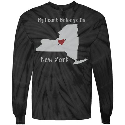 My Heart Belongs In New York Tie-Dye Long Sleeve Shirt