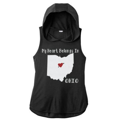 My Heart Belongs In Ohio Ladies PosiCharge Tri-Blend Wicking Draft Hoodie Tank