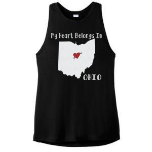 My Heart Belongs In Ohio Ladies PosiCharge Tri-Blend Wicking Tank