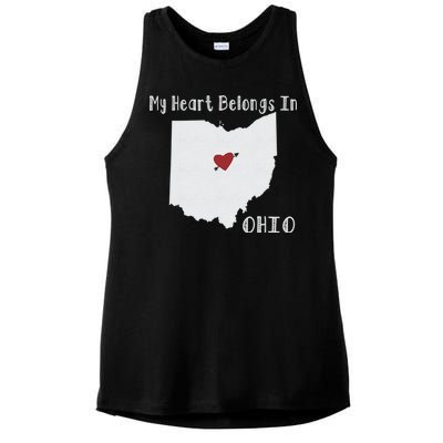 My Heart Belongs In Ohio Ladies PosiCharge Tri-Blend Wicking Tank